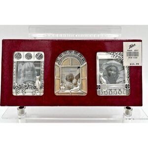 Vintage Silver Plated Cat Kitten Picture Photo Frames w/Glass -NOS 1.75"